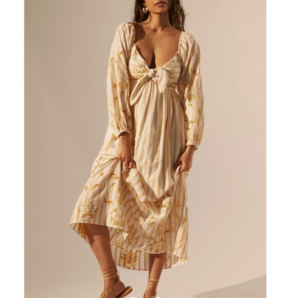 Anthropologie Embroidered Sweetheart Maxi Dress Size Small